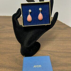 Vtg 70s Avon Convertible Faux Pink Coral Earrings w/ 14K White Gold Posts
